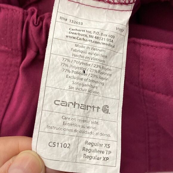 Carhartt Women's Elastic Waist Scrub Pants In Magenta Size XS - Picture 7 of 8